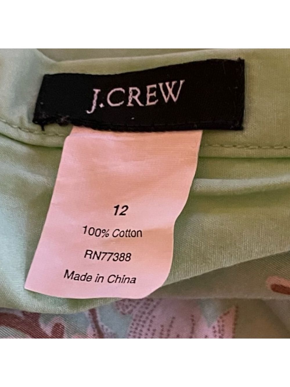 J.Crew Size 12 Mint Green Floral A-Line Cotton Skirt Boho Preppy Cottagecore - Picture 7 of 7